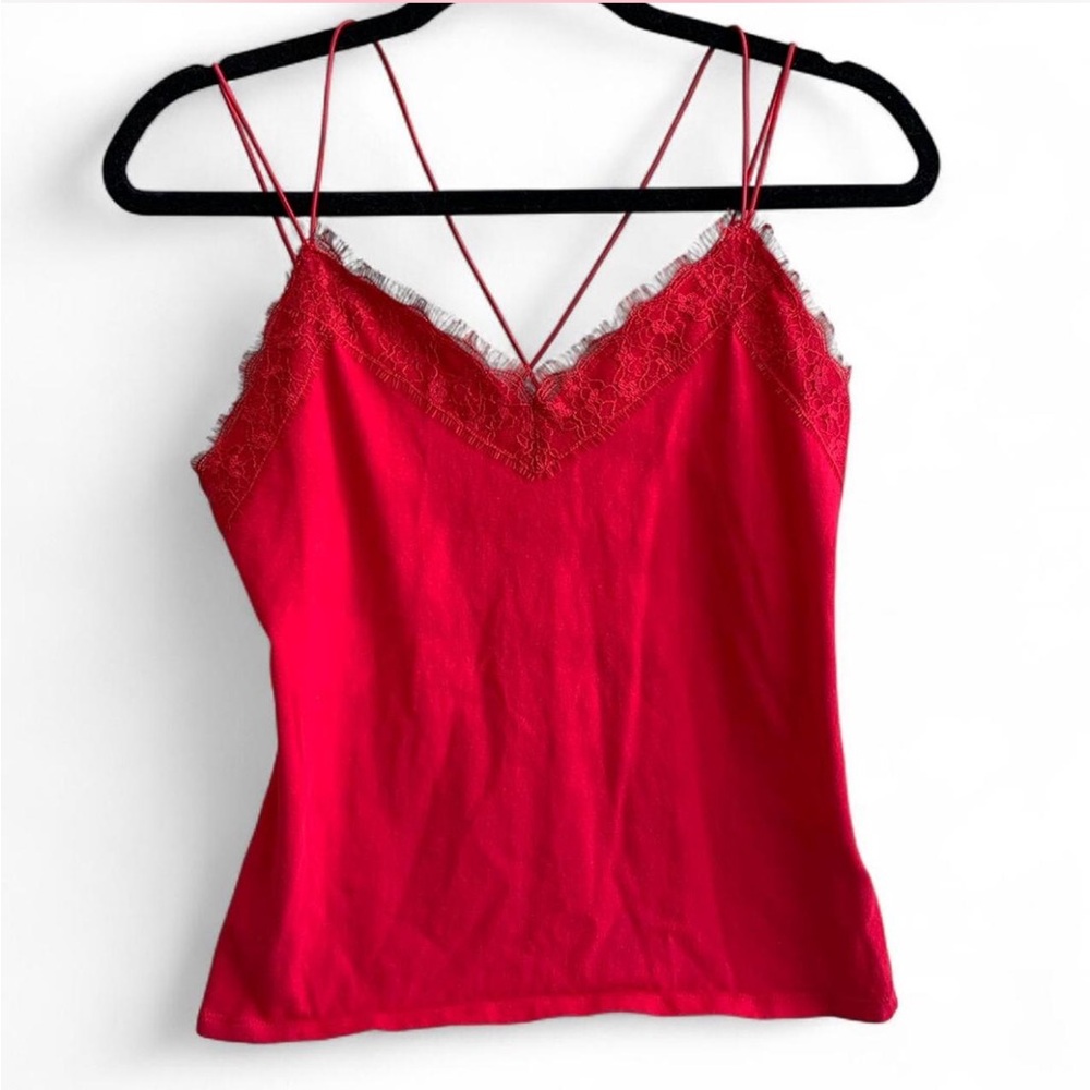 Express Red Lace Trim Cami Top! Size Small!